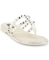 DKNY Women's Slip on Thong Sandal Flip-Flop, Ivory, 9.5